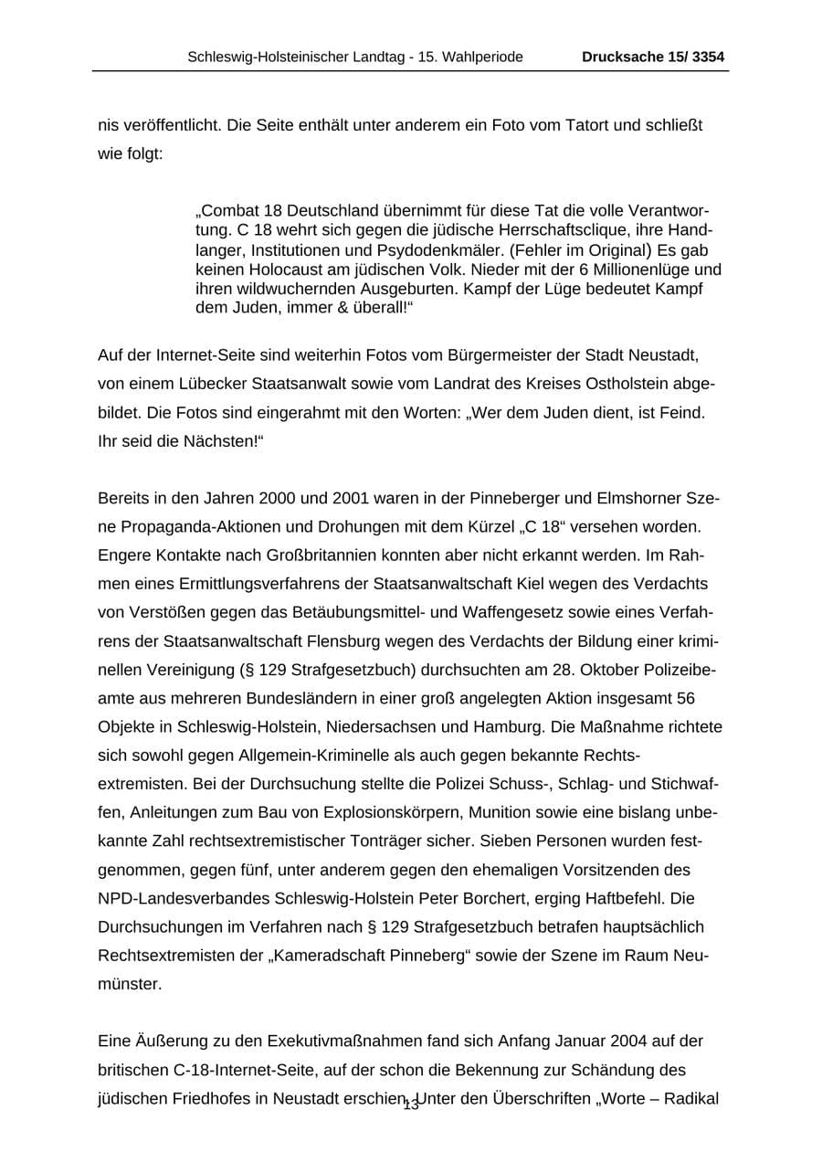 Seite 13 des Verfassungsschutzbericht 2003 Schleswig-Holstein