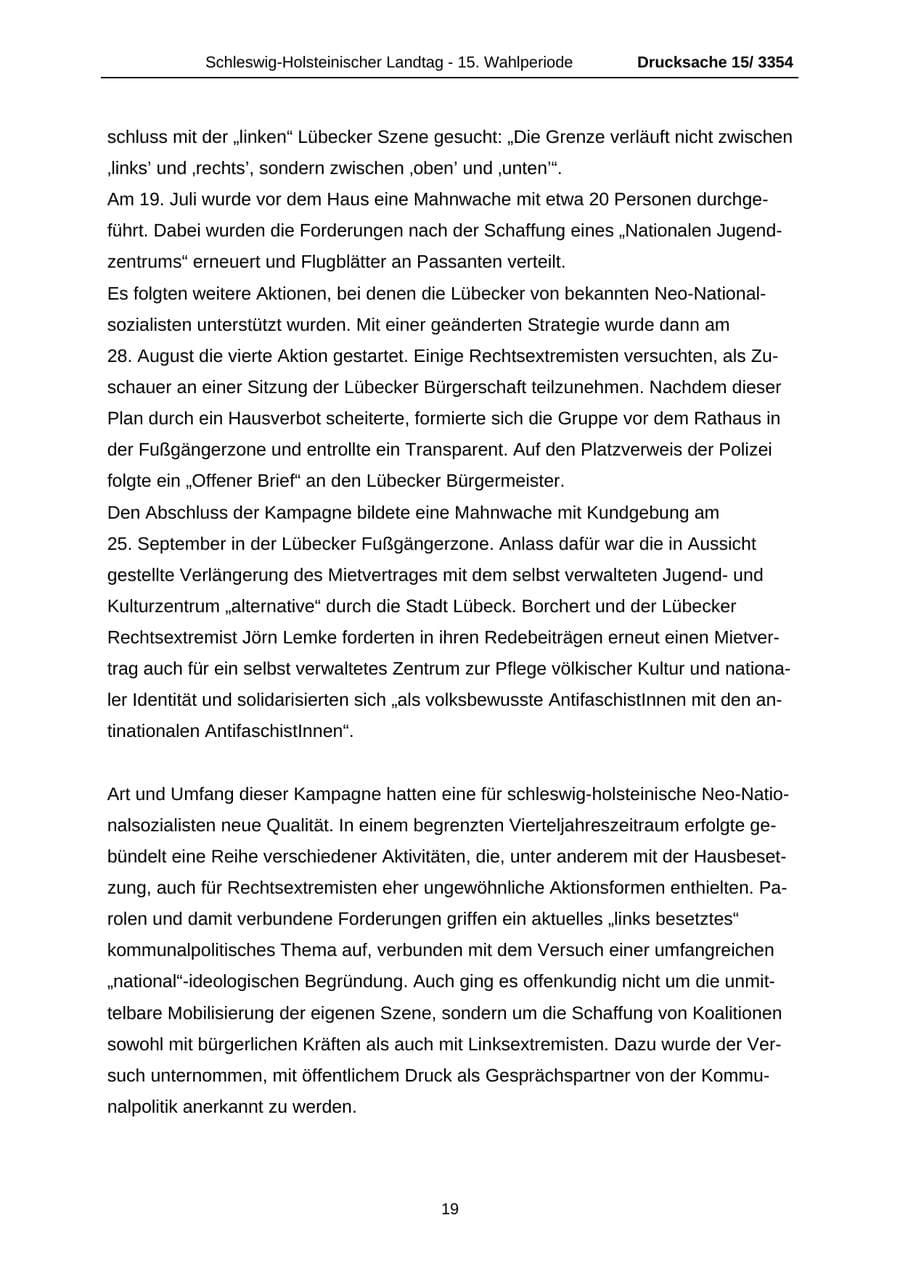 Seite 19 des Verfassungsschutzbericht 2003 Schleswig-Holstein