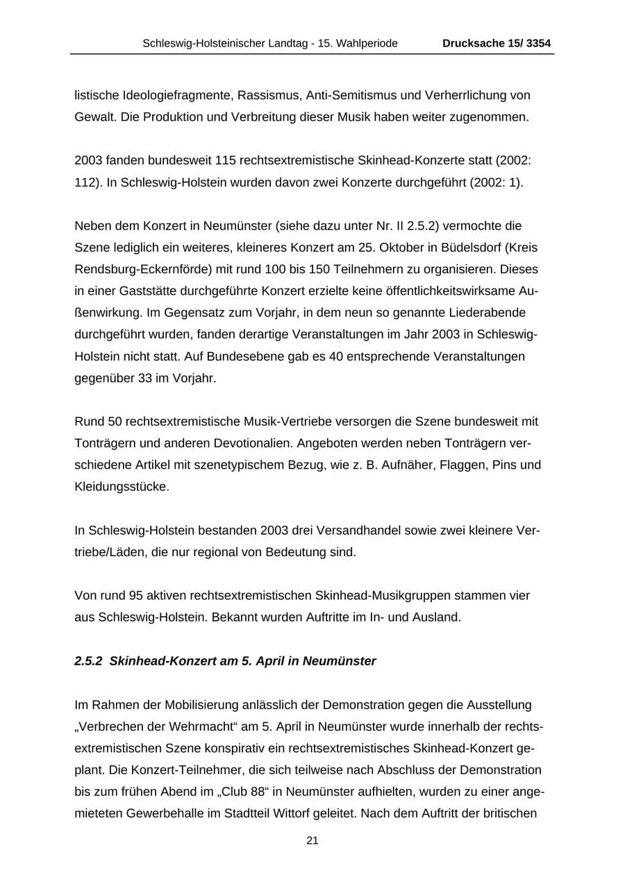 Seite 21 des Verfassungsschutzbericht 2003 Schleswig-Holstein