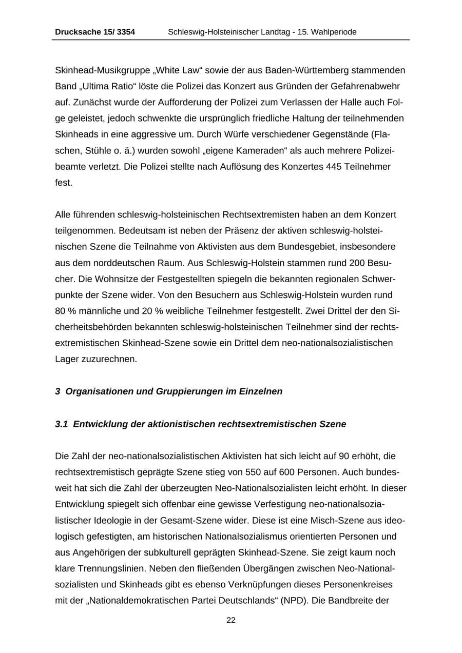 Seite 22 des Verfassungsschutzbericht 2003 Schleswig-Holstein