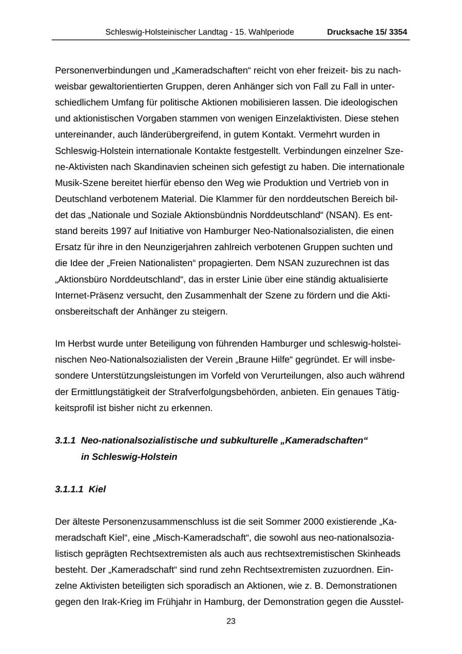 Seite 23 des Verfassungsschutzbericht 2003 Schleswig-Holstein