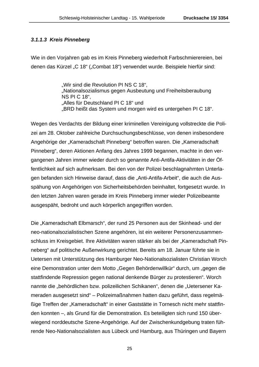 Seite 25 des Verfassungsschutzbericht 2003 Schleswig-Holstein