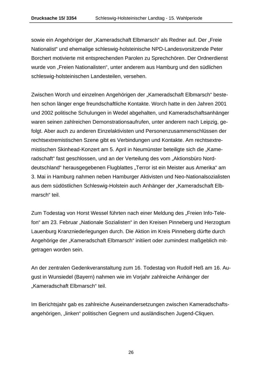Seite 26 des Verfassungsschutzbericht 2003 Schleswig-Holstein