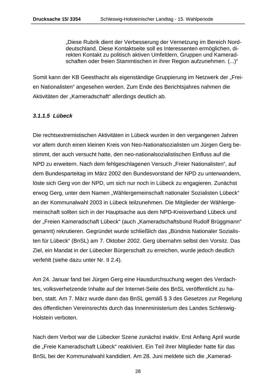 Seite 28 des Verfassungsschutzbericht 2003 Schleswig-Holstein