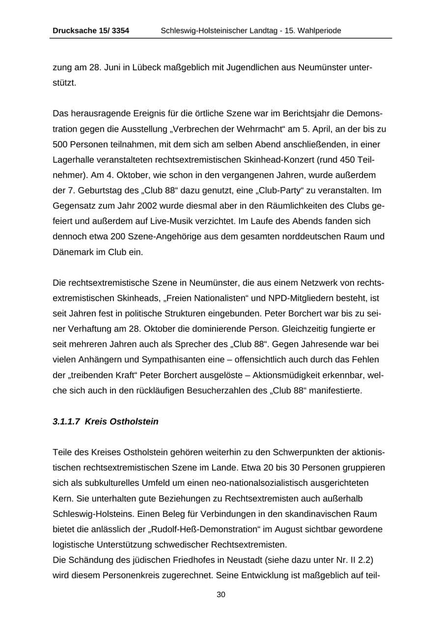 Seite 30 des Verfassungsschutzbericht 2003 Schleswig-Holstein