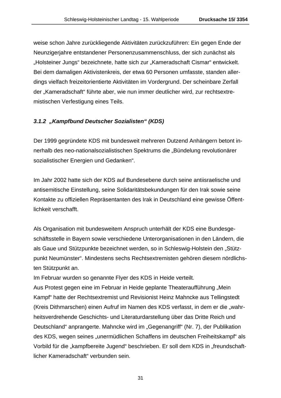 Seite 31 des Verfassungsschutzbericht 2003 Schleswig-Holstein