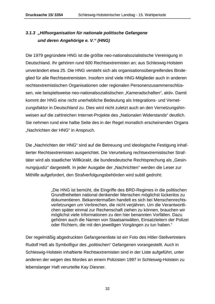Seite 32 des Verfassungsschutzbericht 2003 Schleswig-Holstein