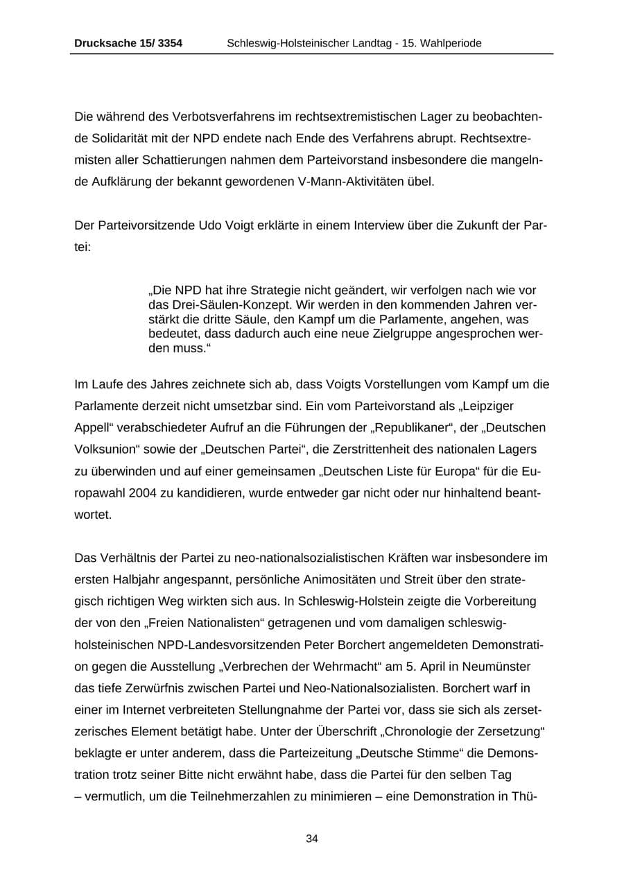 Seite 34 des Verfassungsschutzbericht 2003 Schleswig-Holstein