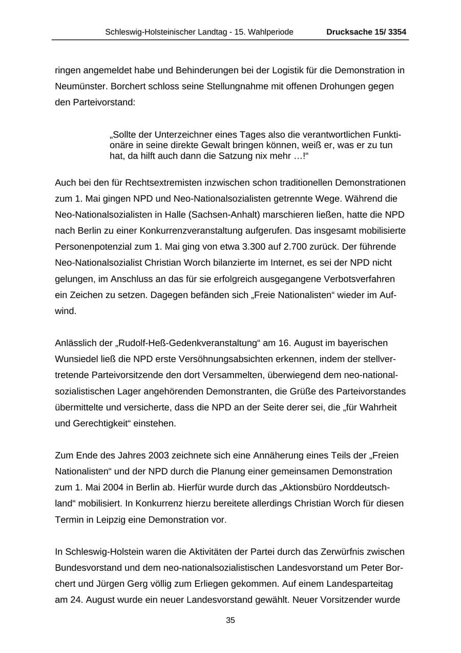 Seite 35 des Verfassungsschutzbericht 2003 Schleswig-Holstein