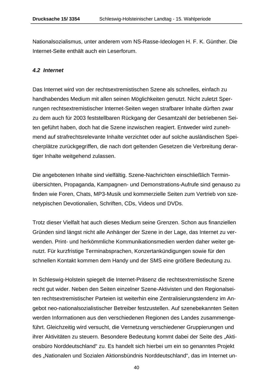 Seite 40 des Verfassungsschutzbericht 2003 Schleswig-Holstein