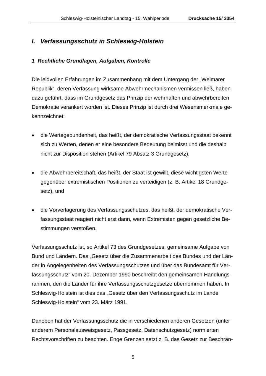 Seite 5 des Verfassungsschutzbericht 2003 Schleswig-Holstein