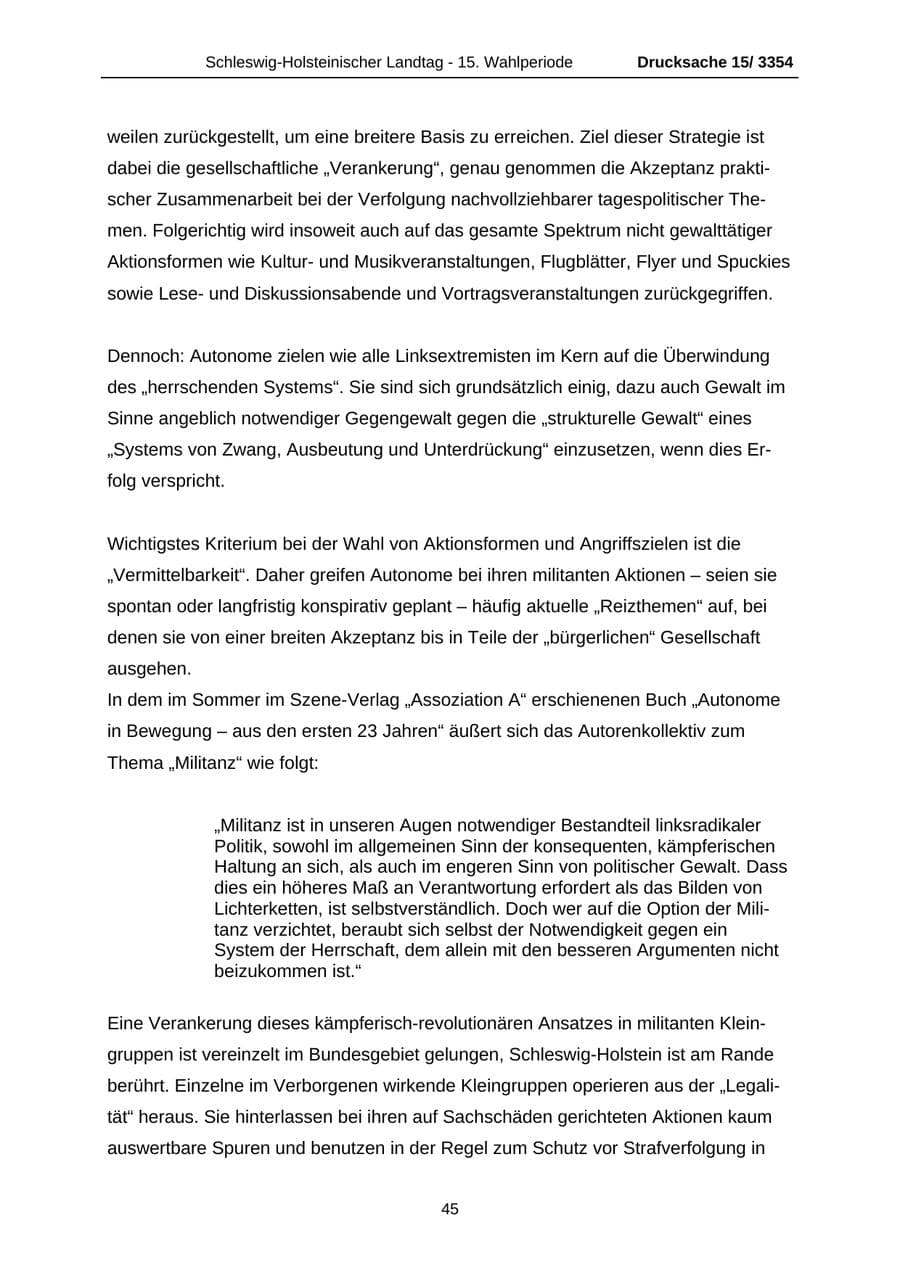 Seite 45 des Verfassungsschutzbericht 2003 Schleswig-Holstein