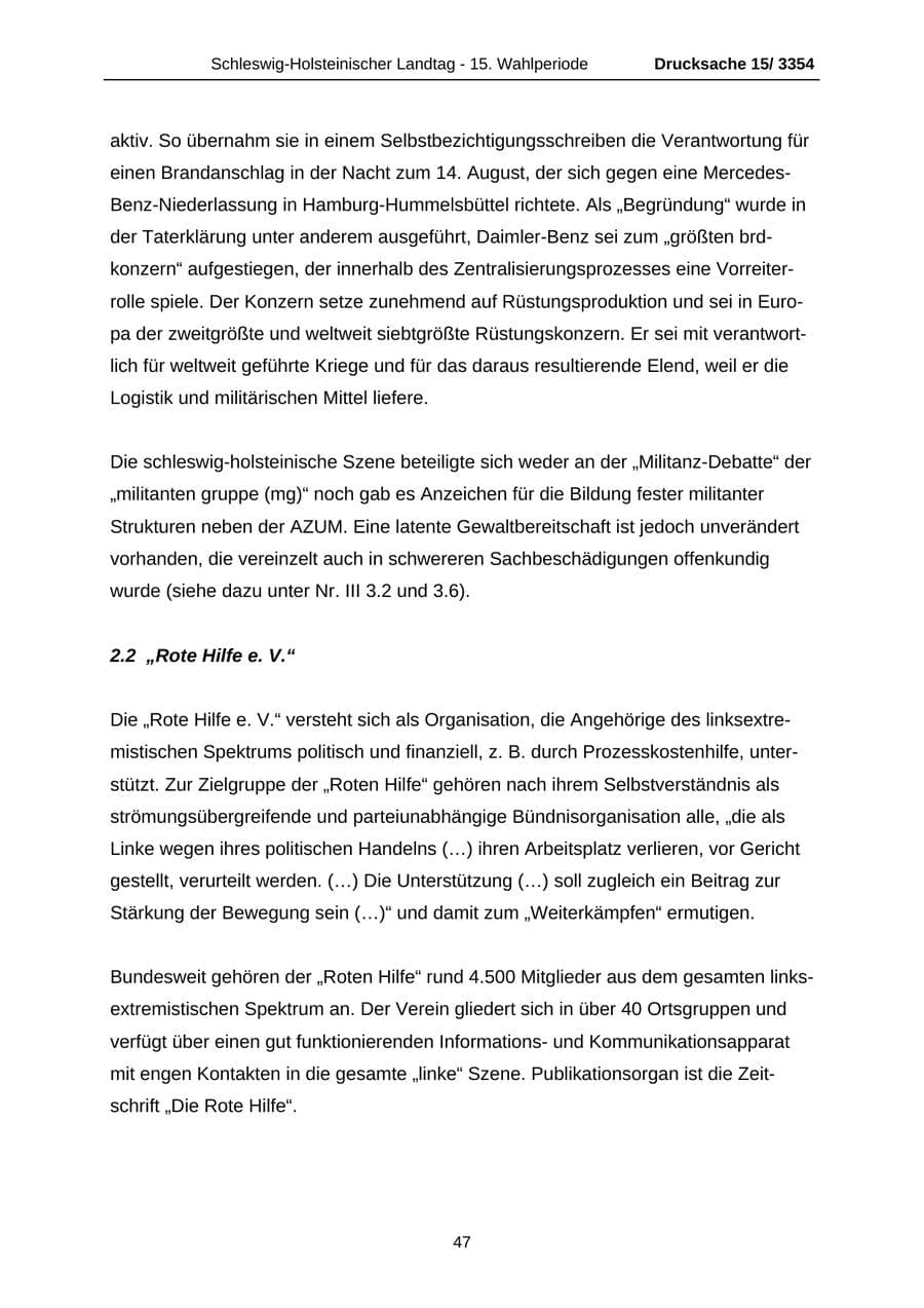 Seite 47 des Verfassungsschutzbericht 2003 Schleswig-Holstein