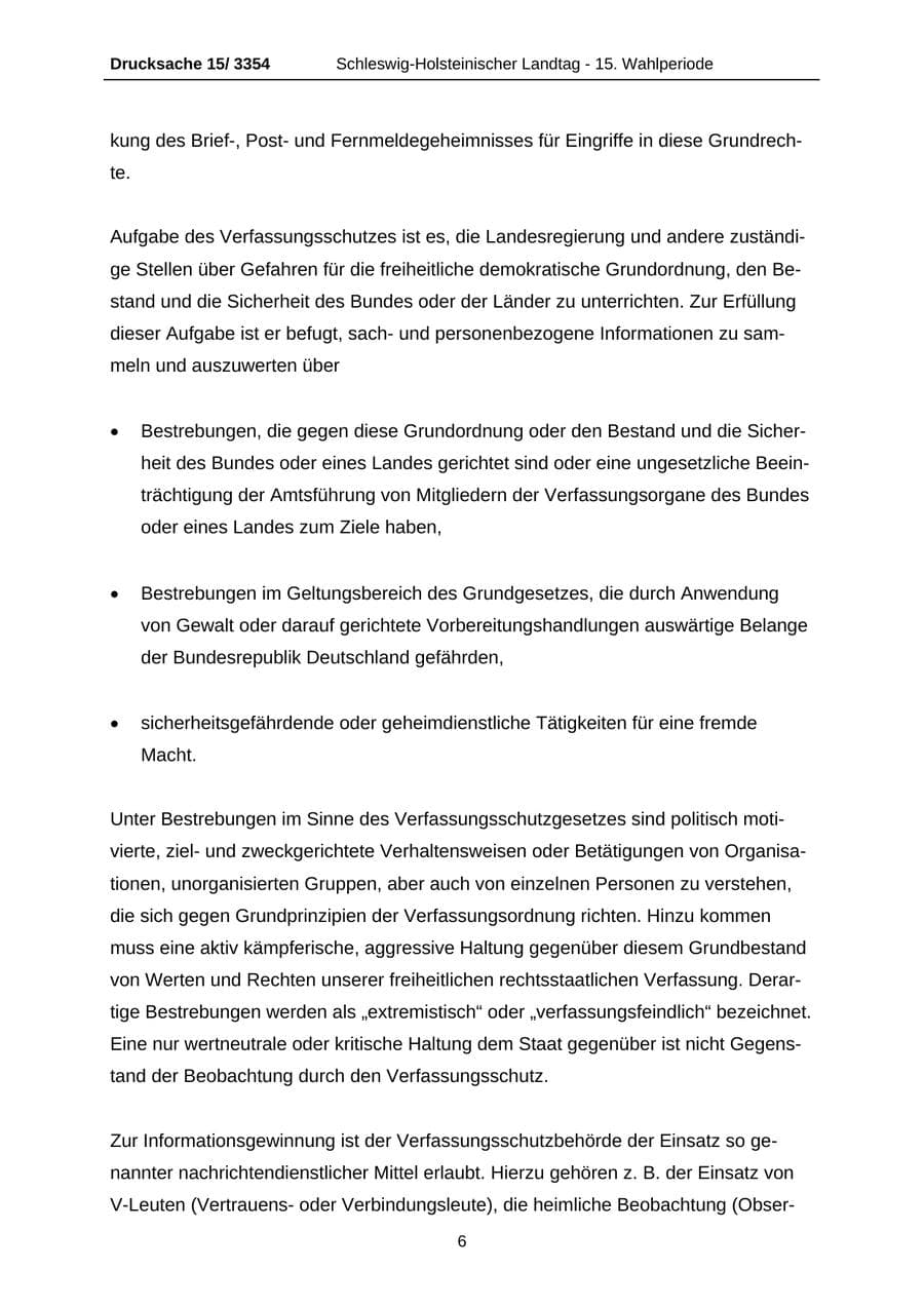 Seite 6 des Verfassungsschutzbericht 2003 Schleswig-Holstein