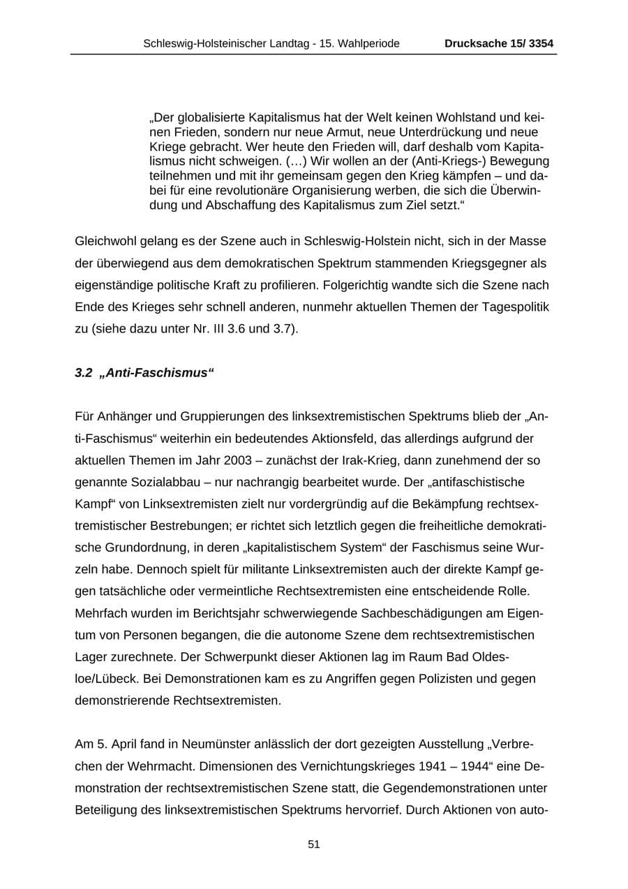 Seite 51 des Verfassungsschutzbericht 2003 Schleswig-Holstein