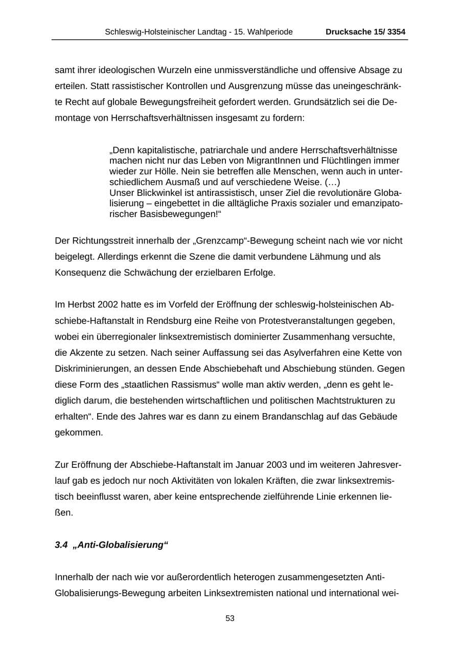 Seite 53 des Verfassungsschutzbericht 2003 Schleswig-Holstein