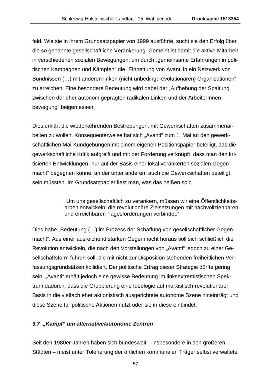 Seite 57 des Verfassungsschutzbericht 2003 Schleswig-Holstein