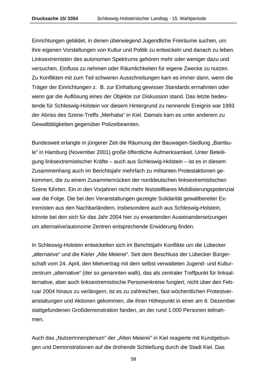 Seite 58 des Verfassungsschutzbericht 2003 Schleswig-Holstein