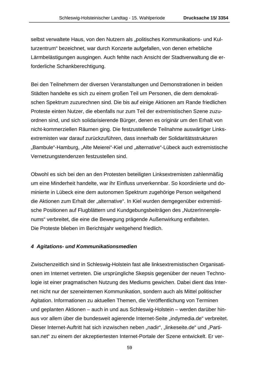 Seite 59 des Verfassungsschutzbericht 2003 Schleswig-Holstein