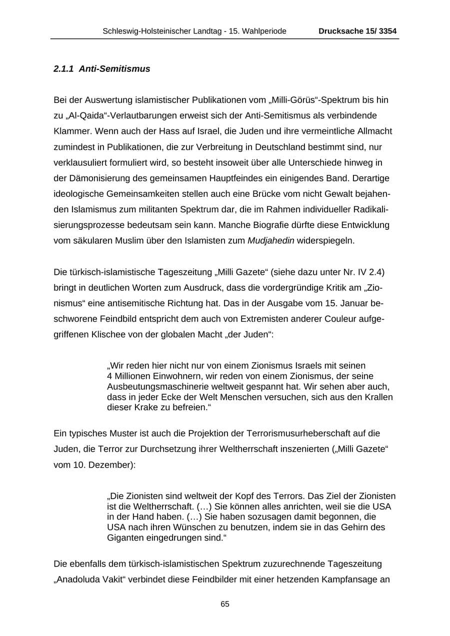 Seite 65 des Verfassungsschutzbericht 2003 Schleswig-Holstein
