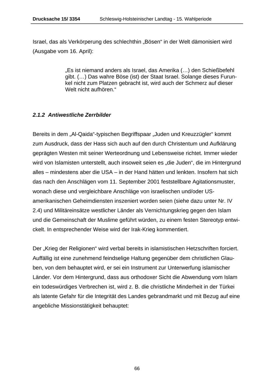 Seite 66 des Verfassungsschutzbericht 2003 Schleswig-Holstein