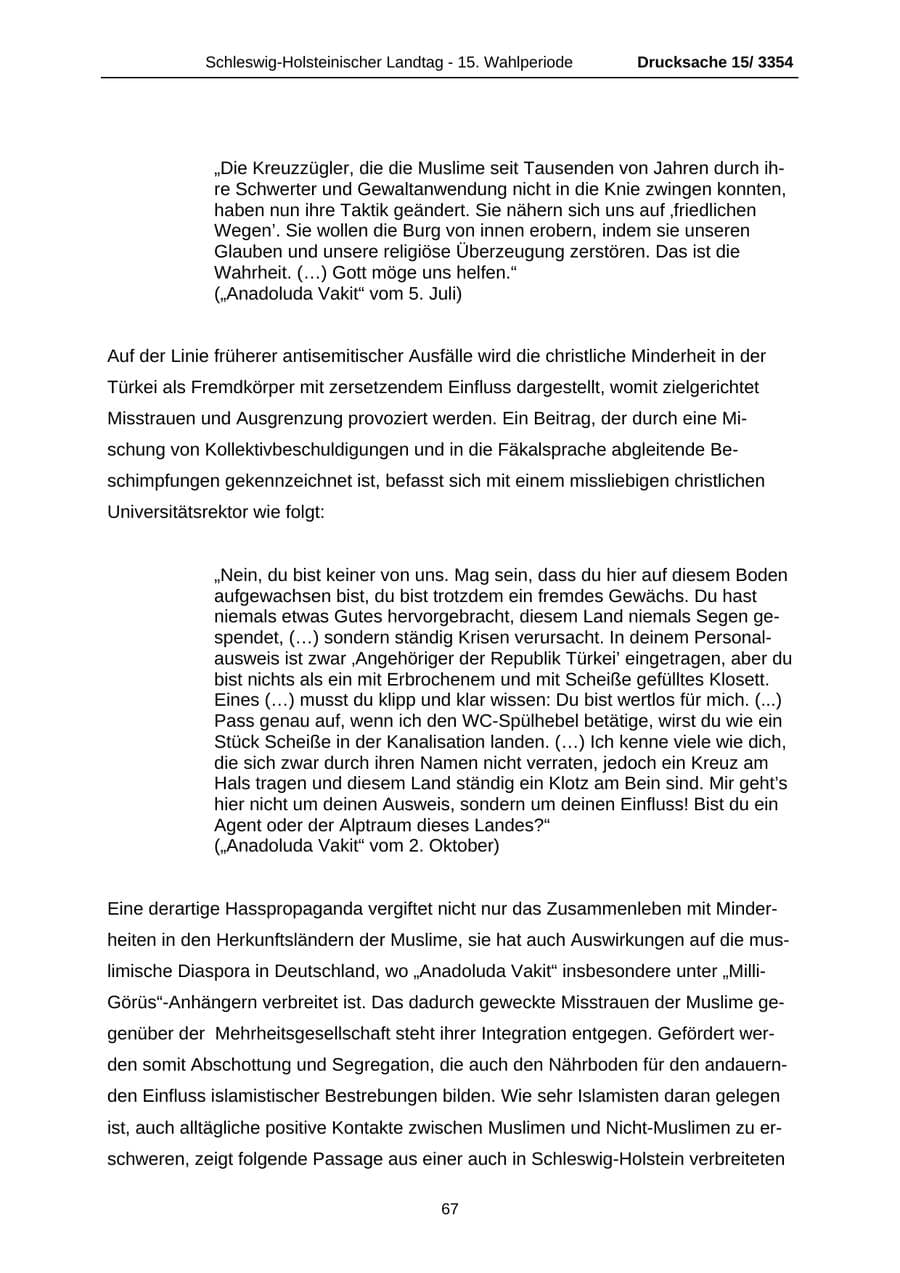 Seite 67 des Verfassungsschutzbericht 2003 Schleswig-Holstein