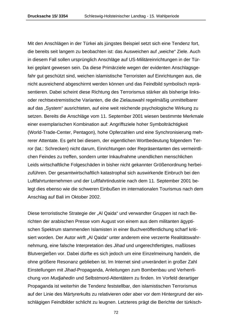 Seite 72 des Verfassungsschutzbericht 2003 Schleswig-Holstein