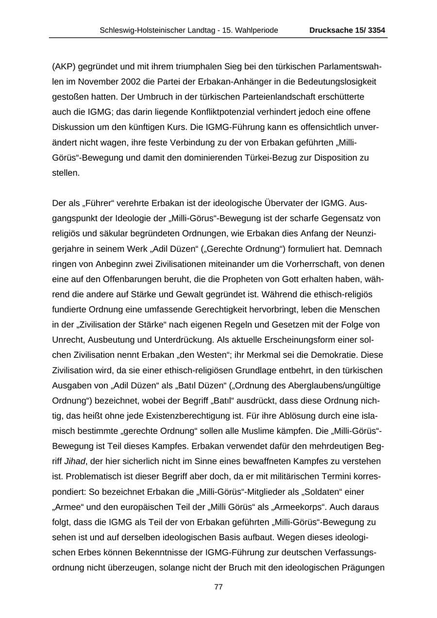 Seite 77 des Verfassungsschutzbericht 2003 Schleswig-Holstein