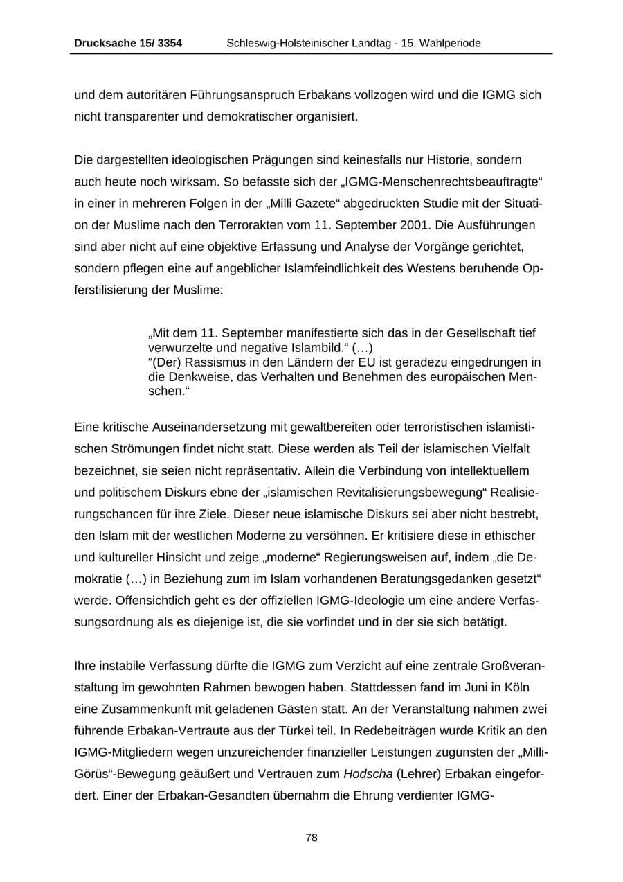 Seite 78 des Verfassungsschutzbericht 2003 Schleswig-Holstein