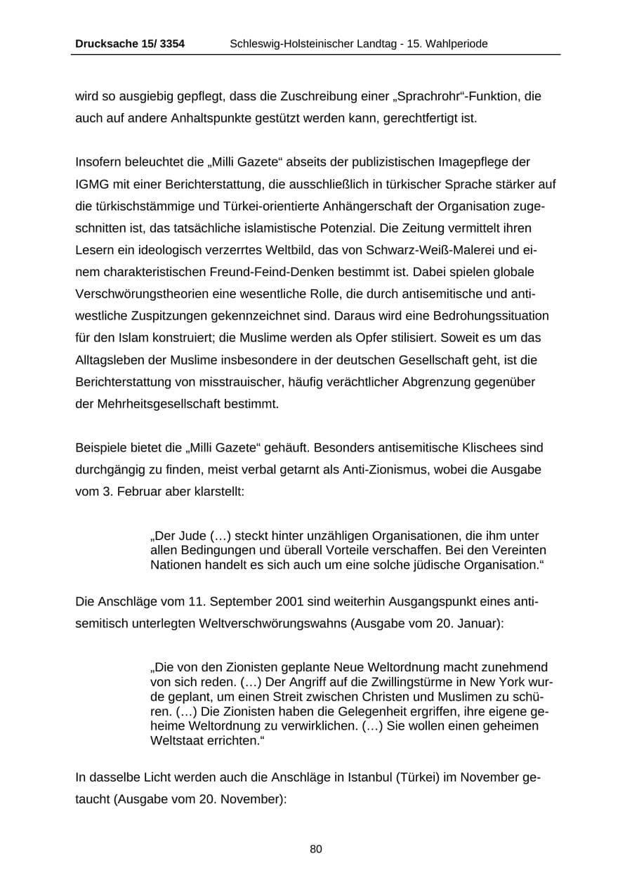 Seite 80 des Verfassungsschutzbericht 2003 Schleswig-Holstein