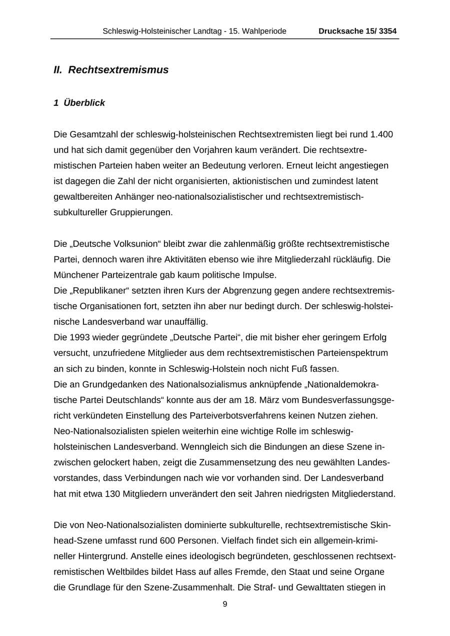 Seite 9 des Verfassungsschutzbericht 2003 Schleswig-Holstein