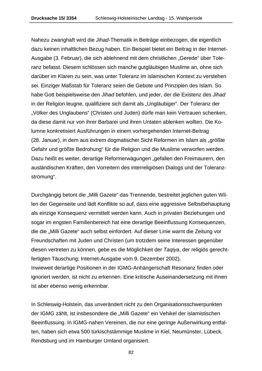 Seite 82 des Verfassungsschutzbericht 2003 Schleswig-Holstein