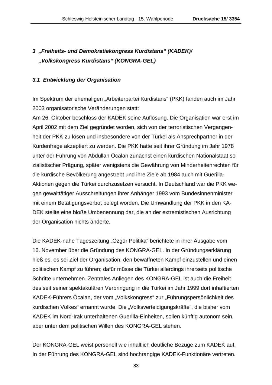 Seite 83 des Verfassungsschutzbericht 2003 Schleswig-Holstein
