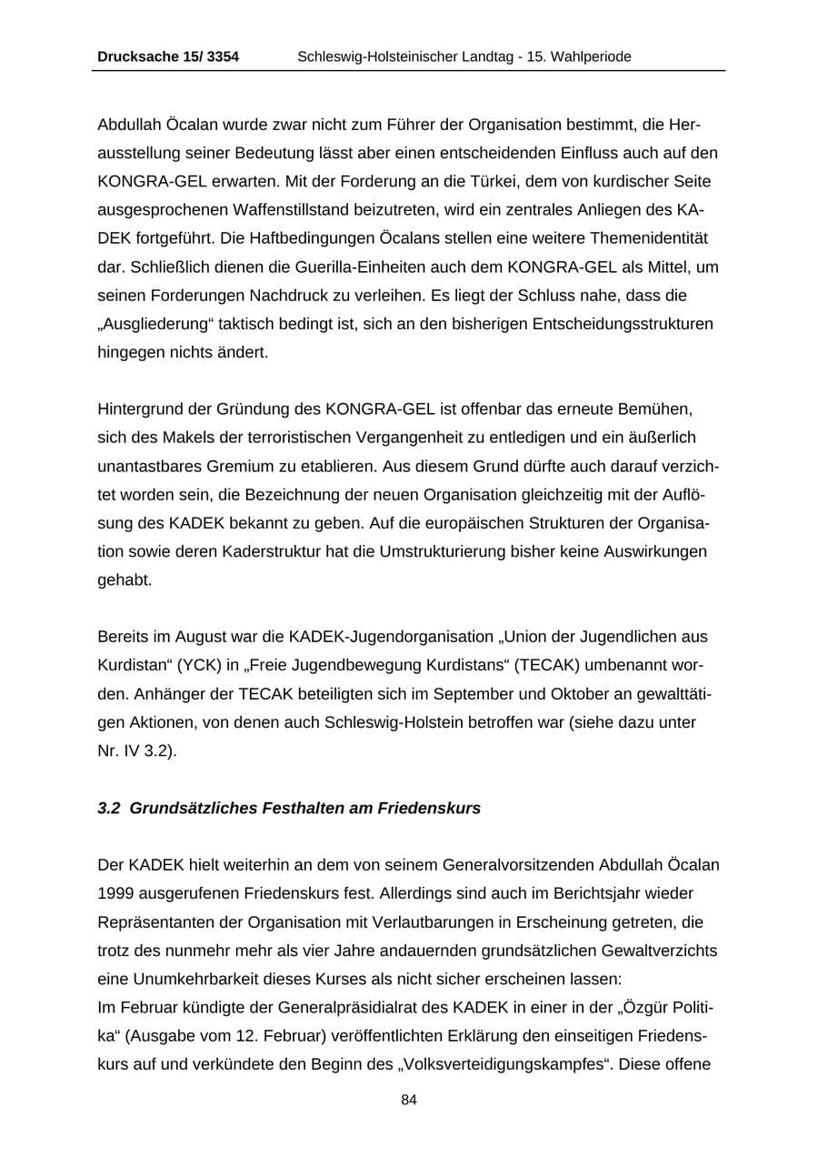 Seite 84 des Verfassungsschutzbericht 2003 Schleswig-Holstein