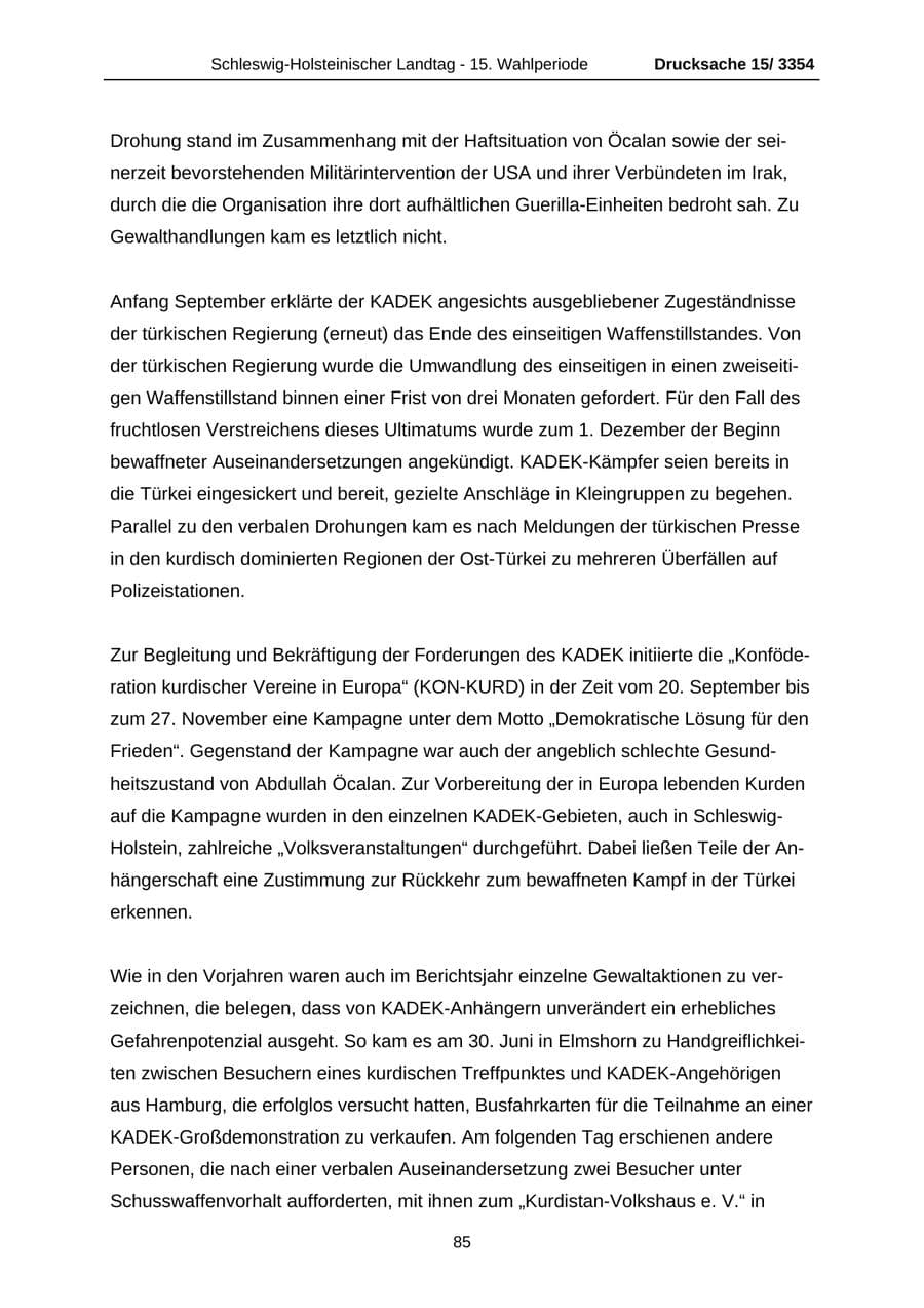 Seite 85 des Verfassungsschutzbericht 2003 Schleswig-Holstein