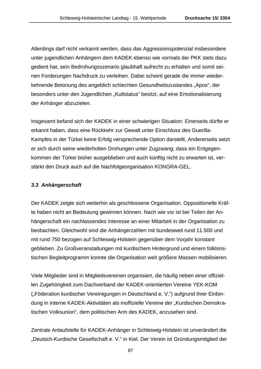 Seite 87 des Verfassungsschutzbericht 2003 Schleswig-Holstein