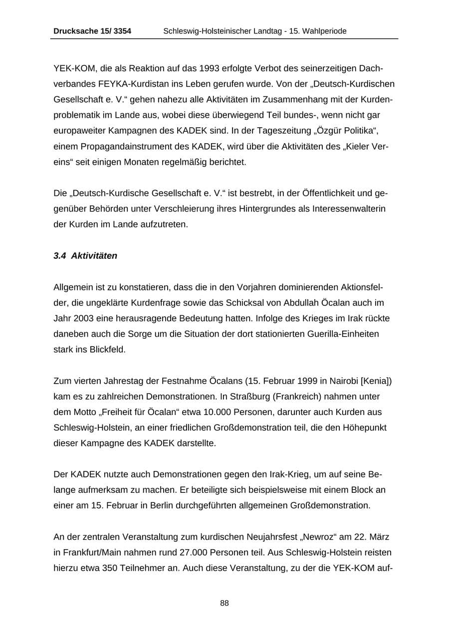 Seite 88 des Verfassungsschutzbericht 2003 Schleswig-Holstein