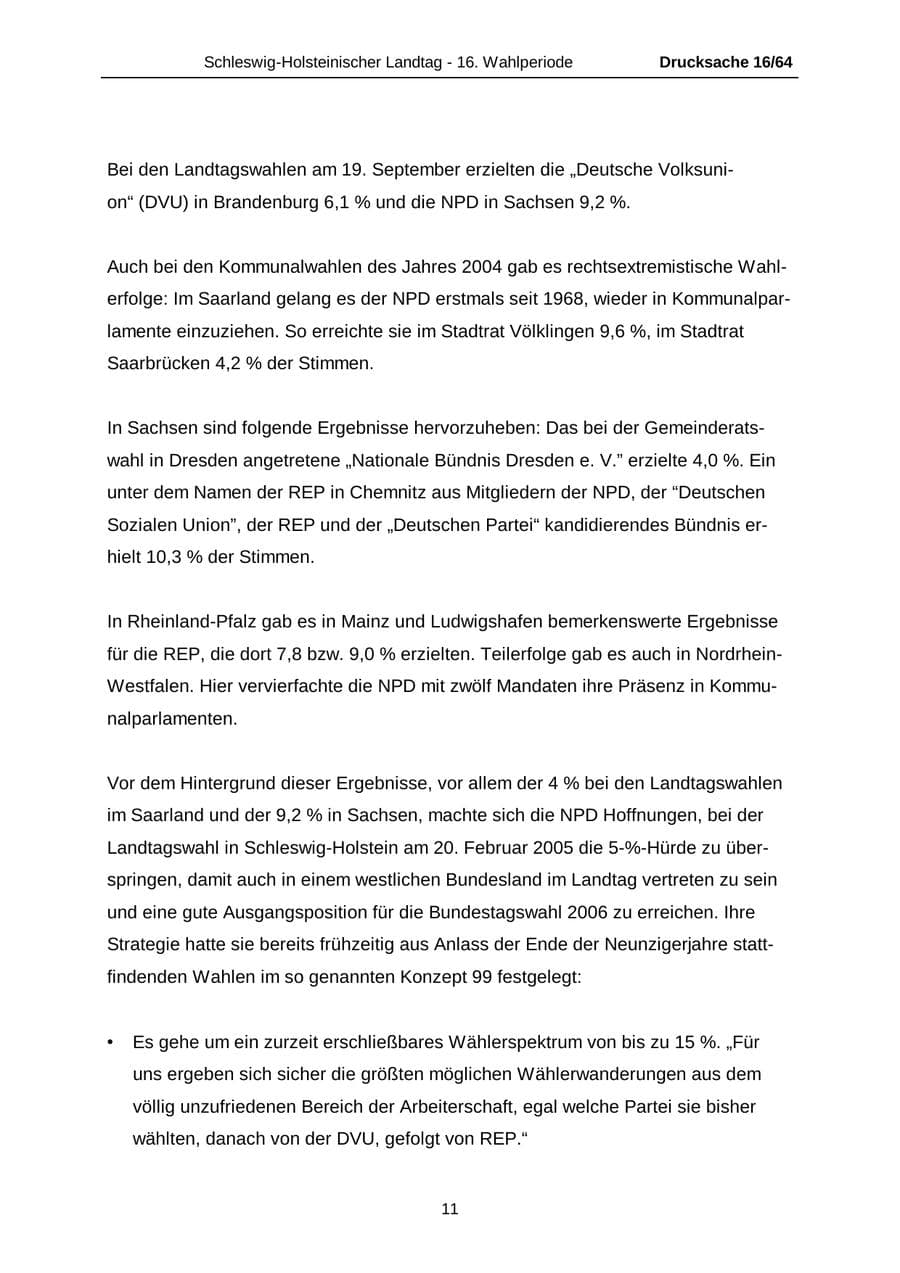 Seite 11 des Verfassungsschutzbericht 2004 Schleswig-Holstein