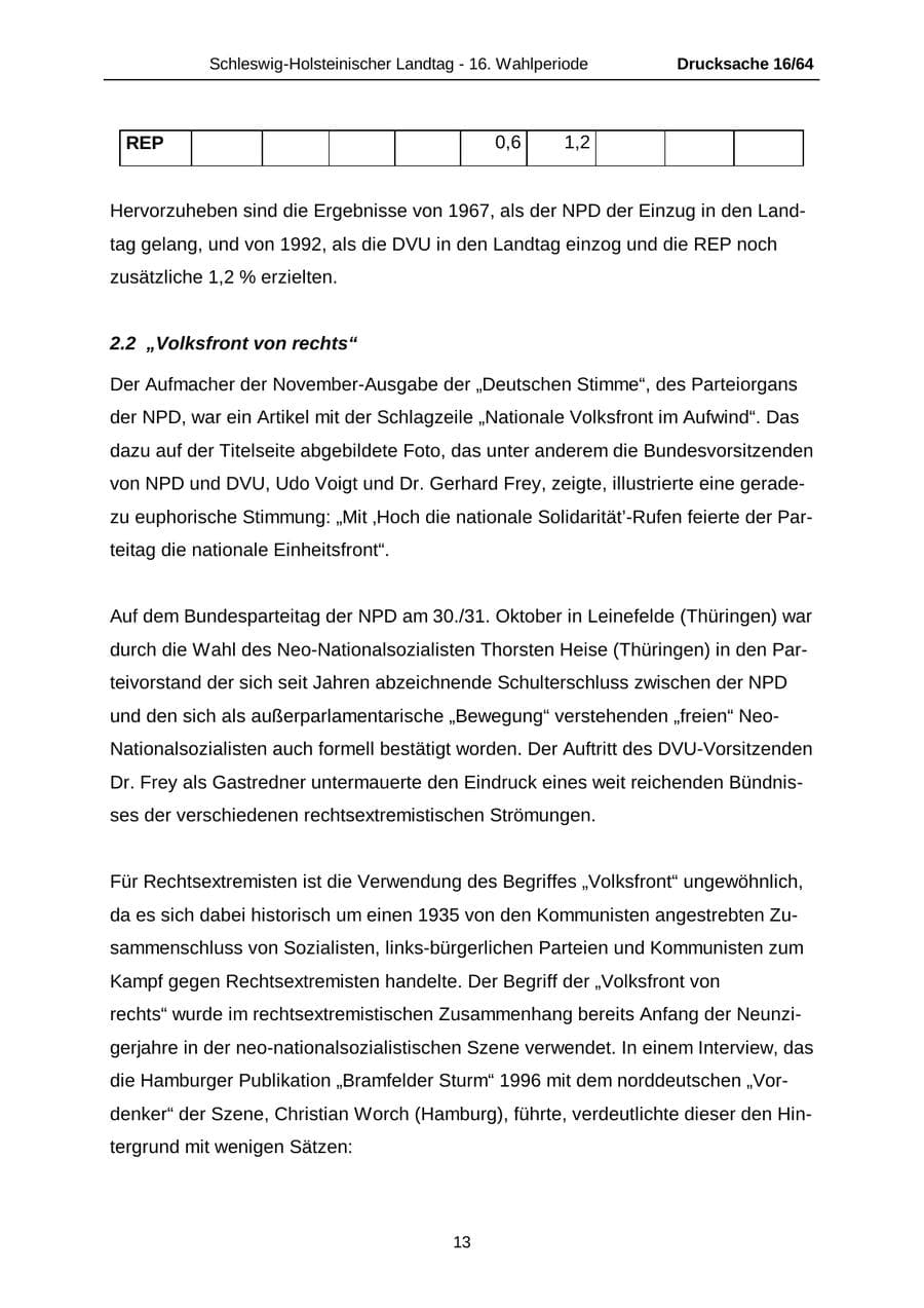 Seite 13 des Verfassungsschutzbericht 2004 Schleswig-Holstein