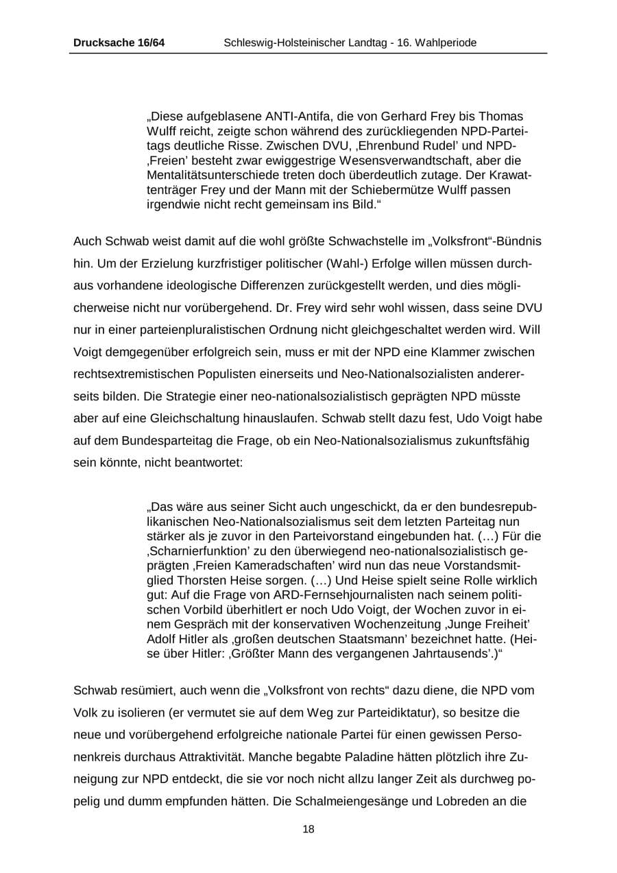 Seite 18 des Verfassungsschutzbericht 2004 Schleswig-Holstein