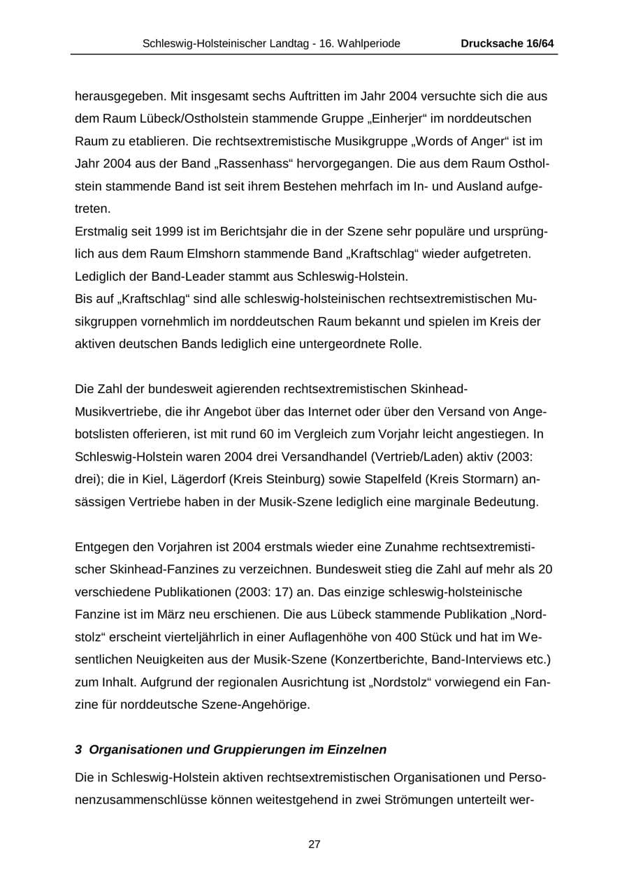 Seite 27 des Verfassungsschutzbericht 2004 Schleswig-Holstein