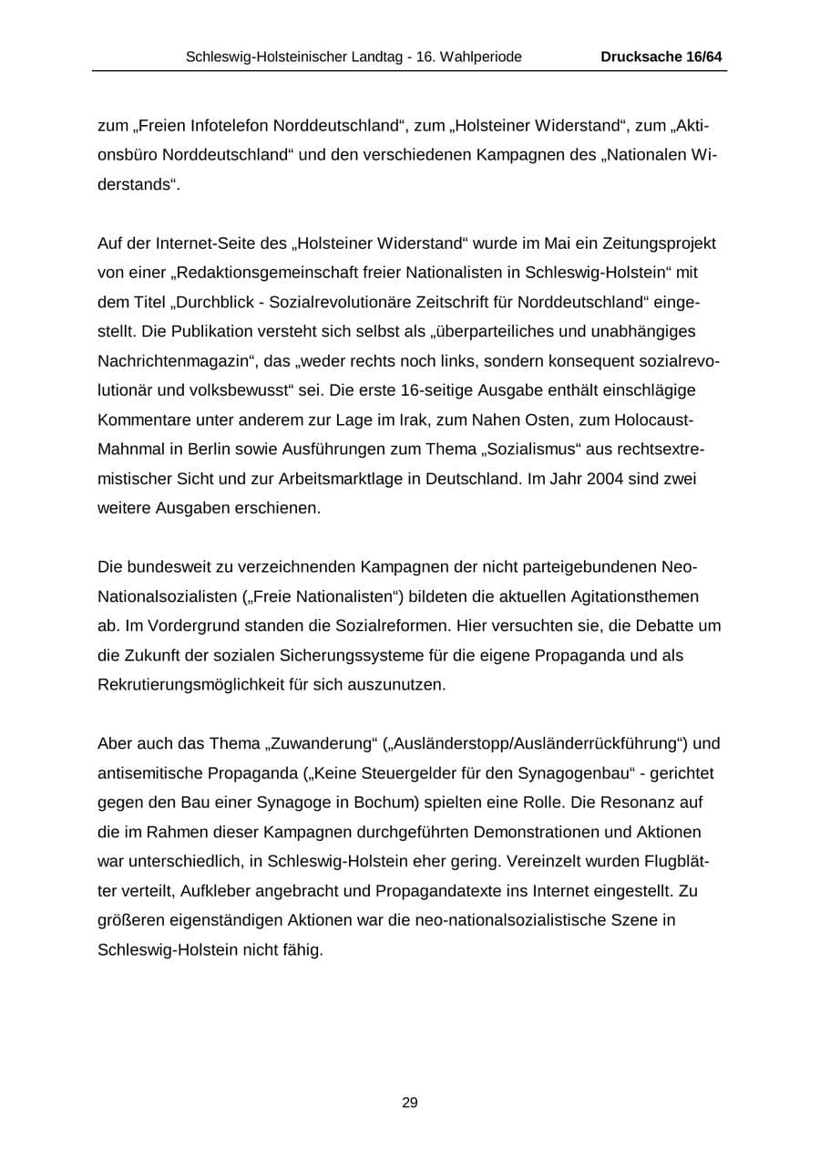 Seite 29 des Verfassungsschutzbericht 2004 Schleswig-Holstein