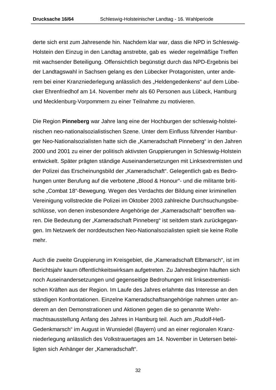 Seite 32 des Verfassungsschutzbericht 2004 Schleswig-Holstein