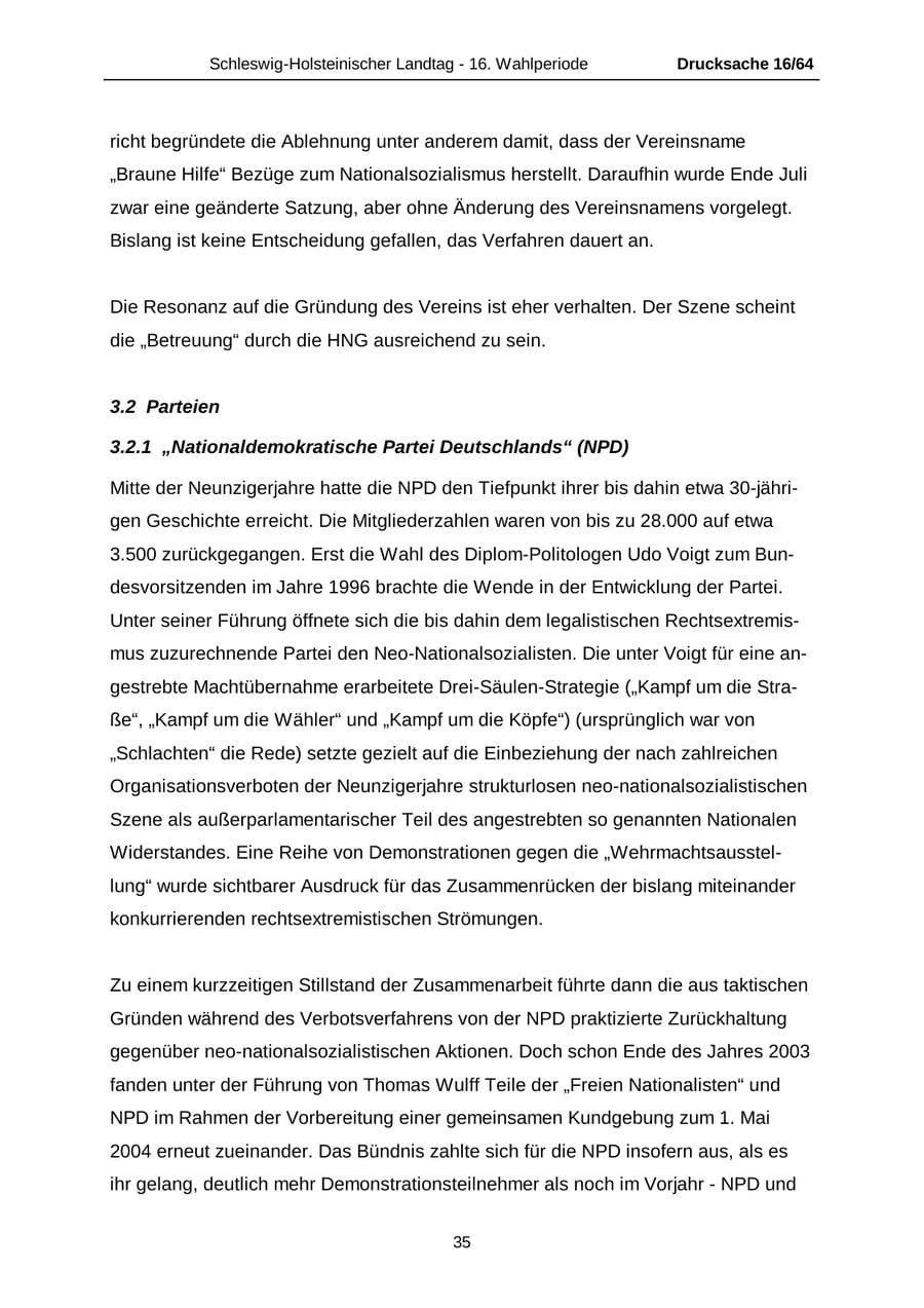 Seite 35 des Verfassungsschutzbericht 2004 Schleswig-Holstein