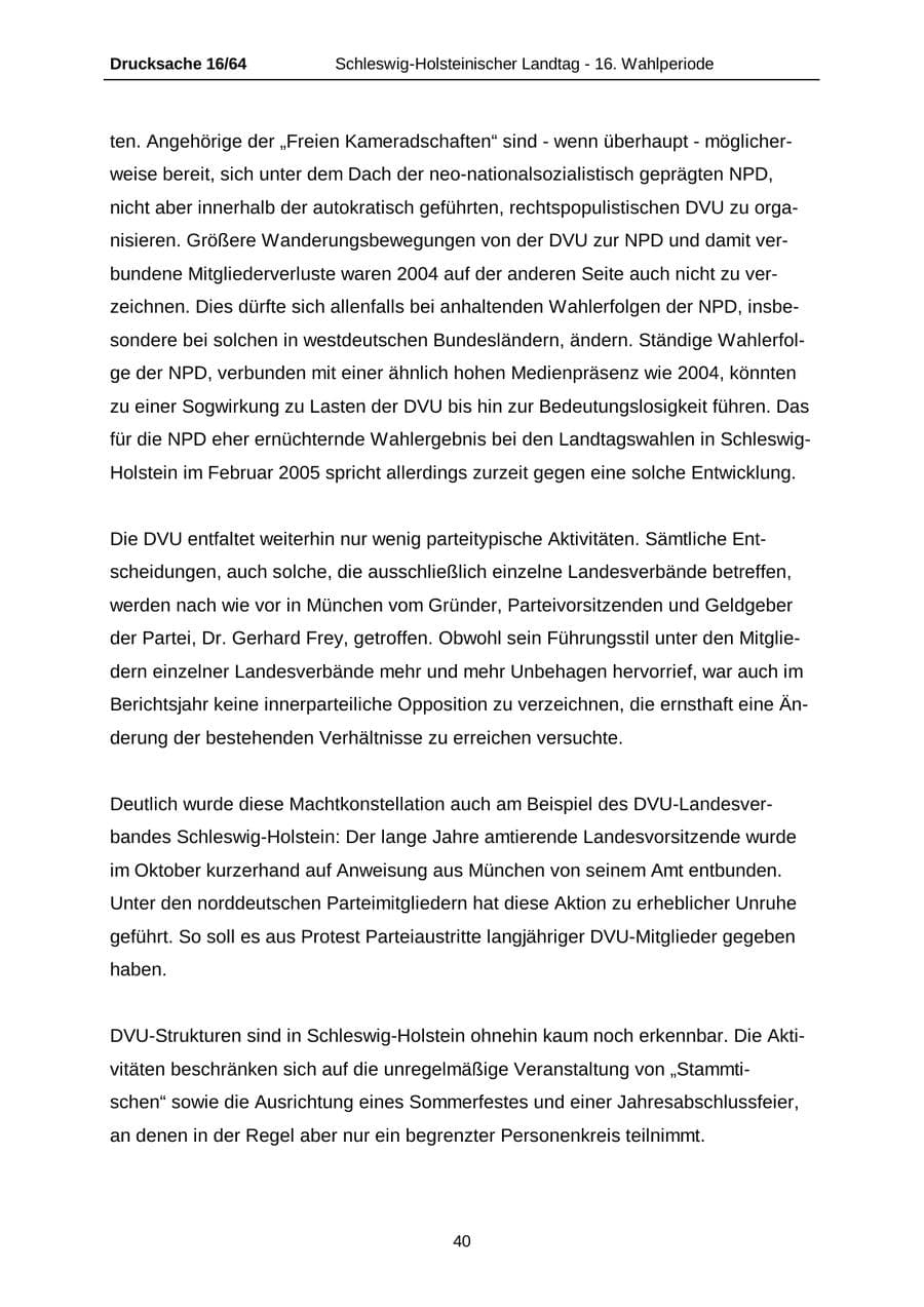 Seite 40 des Verfassungsschutzbericht 2004 Schleswig-Holstein