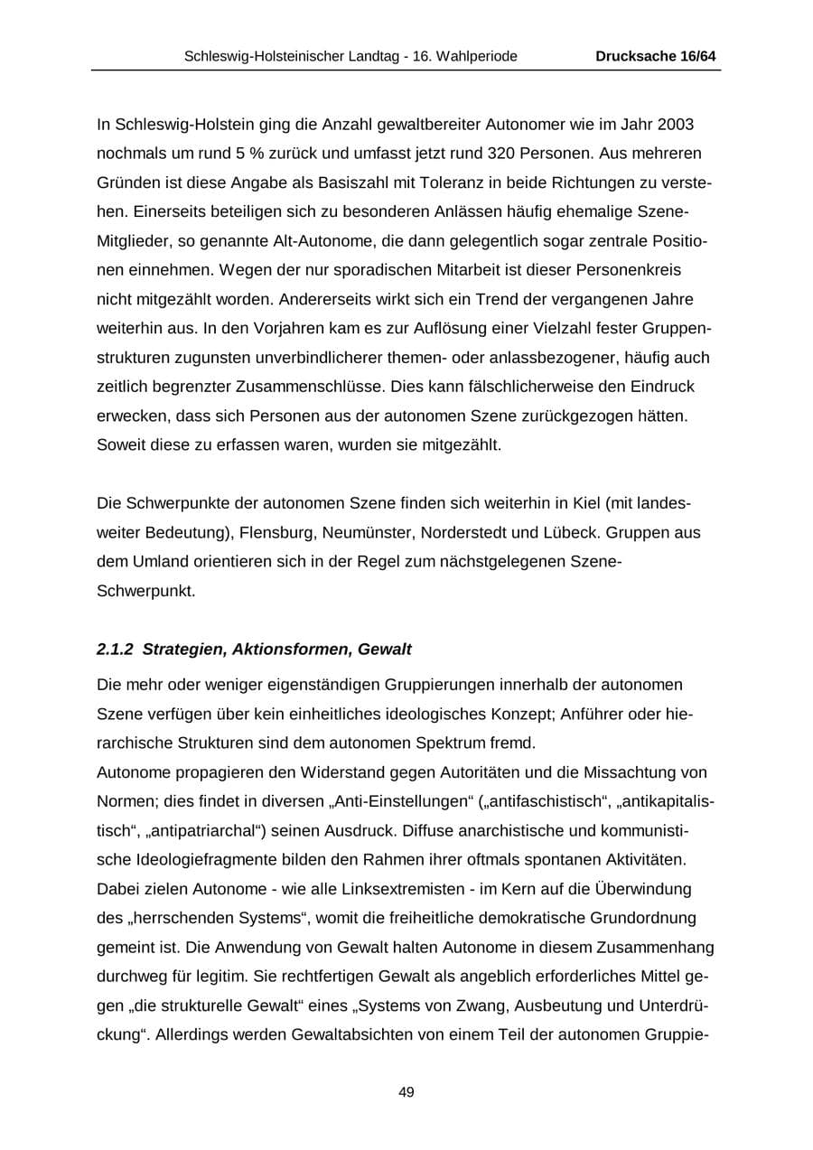 Seite 49 des Verfassungsschutzbericht 2004 Schleswig-Holstein