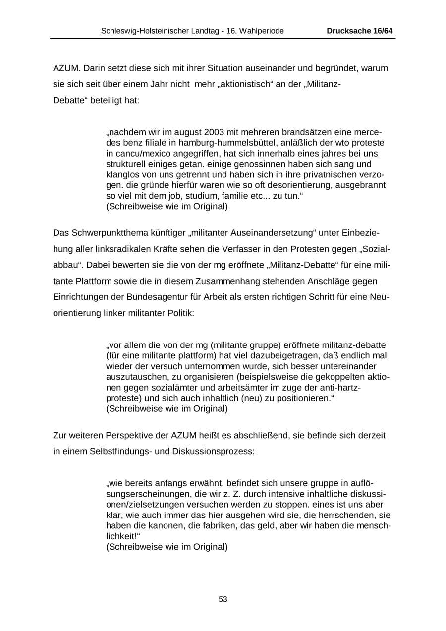 Seite 53 des Verfassungsschutzbericht 2004 Schleswig-Holstein