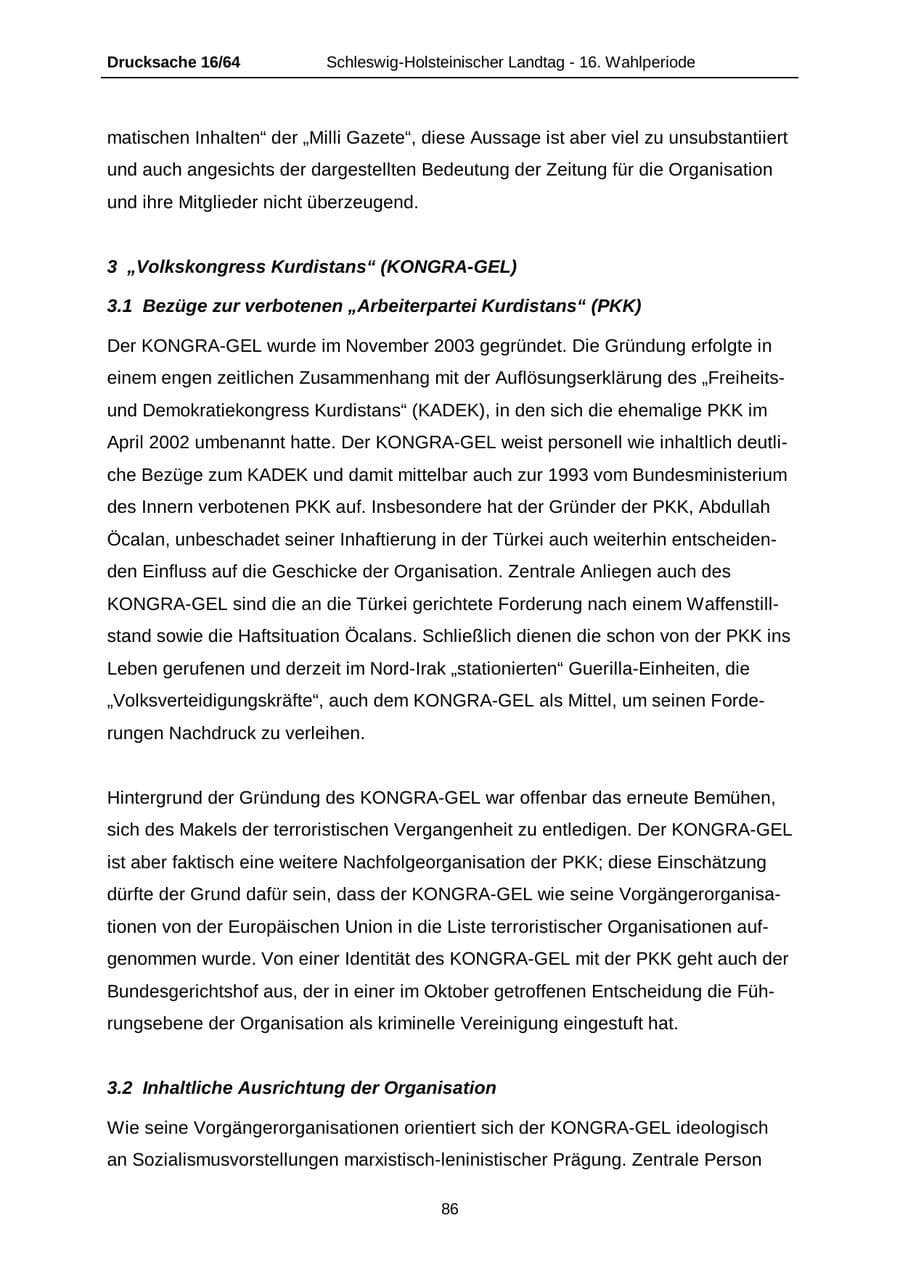 Seite 86 des Verfassungsschutzbericht 2004 Schleswig-Holstein