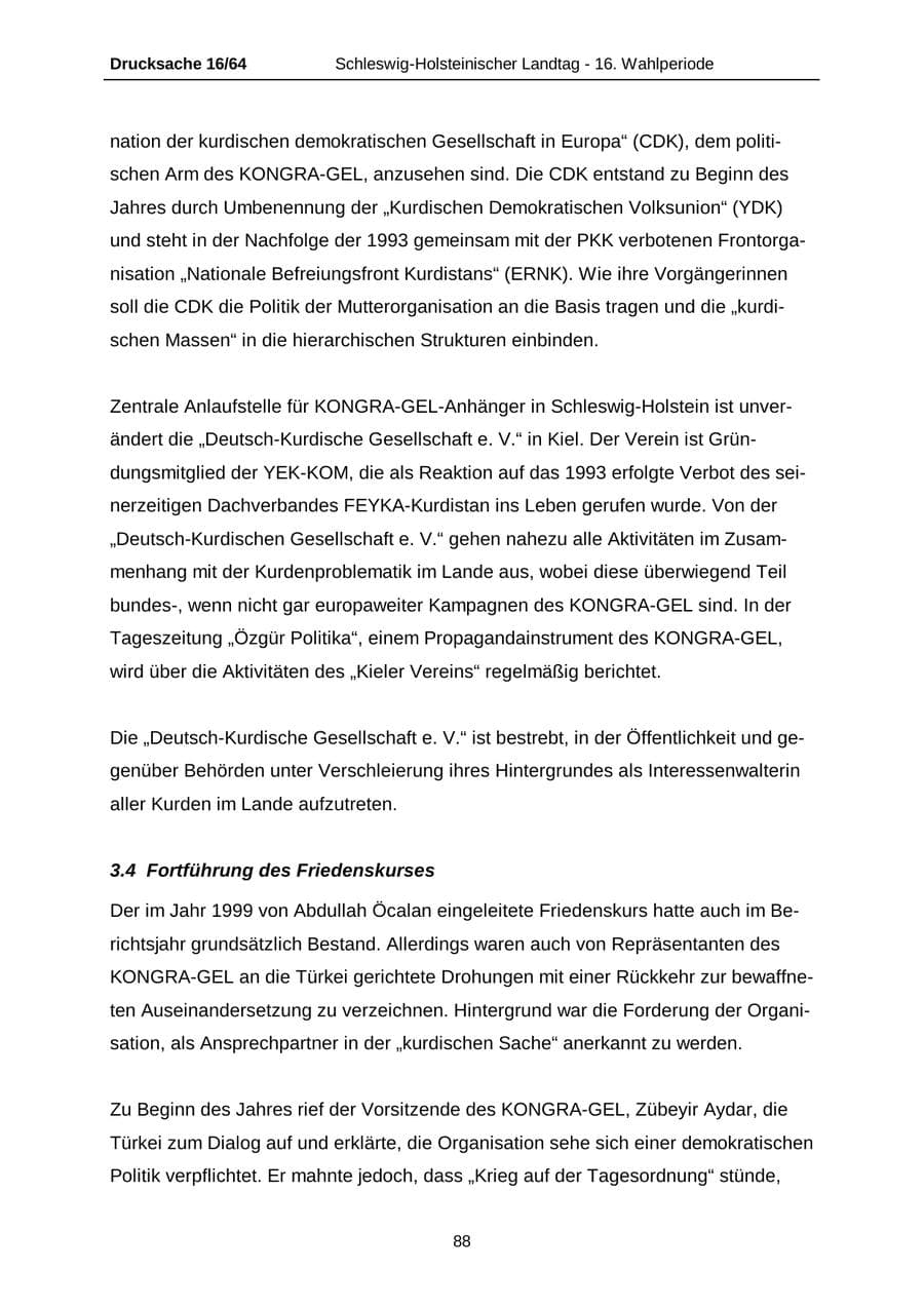 Seite 88 des Verfassungsschutzbericht 2004 Schleswig-Holstein