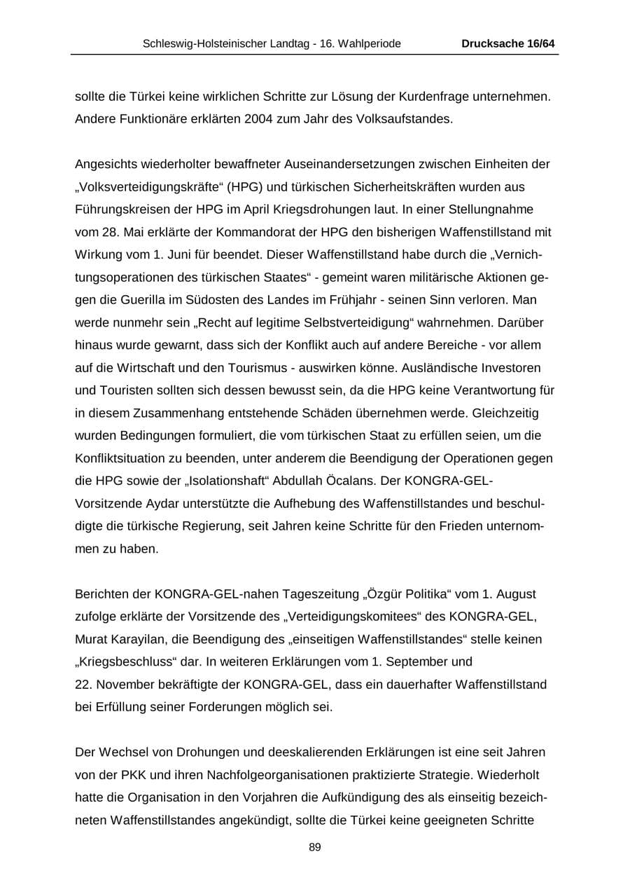 Seite 89 des Verfassungsschutzbericht 2004 Schleswig-Holstein